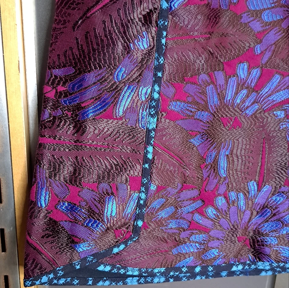 J.Crew • Vibrant GORGEOUS Floral Jacquard Neon Purple Blue Mini Pencil Skirt 12 - Picture 7 of 17